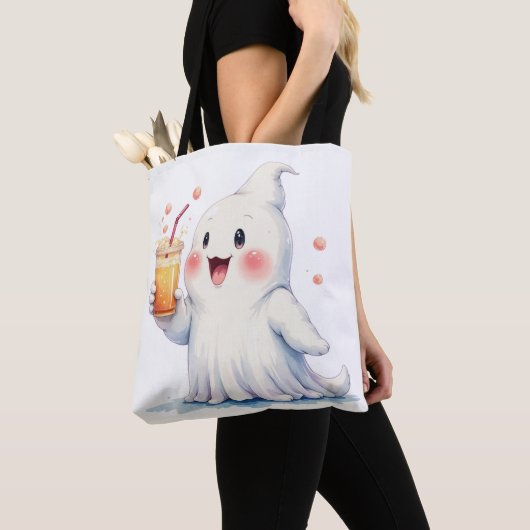 Kawaii Ghost Drink Soda Canvas tas (Dichtbij)