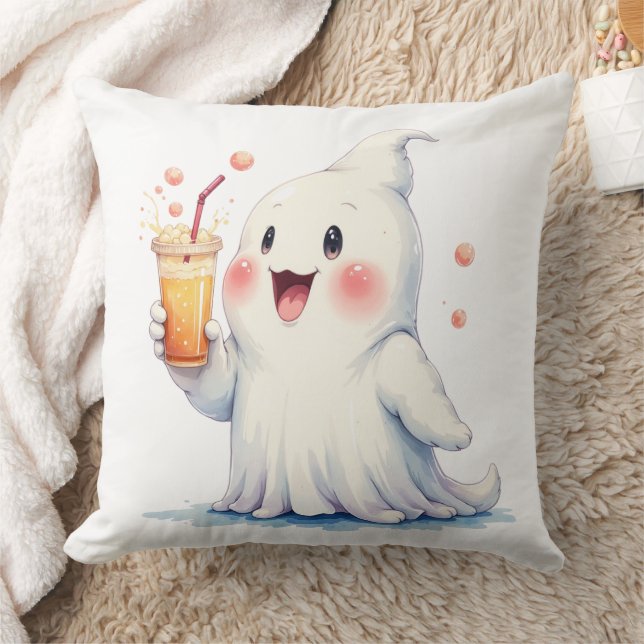 Kawaii Ghost Drink Soda Sierkussen (Deken)