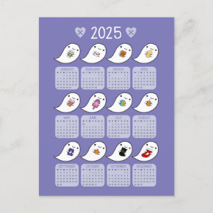 Kawaii Ghost Favorieten 2025 Kalender Briefkaart