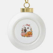 Kawaii Ghost Halloween Black Cat Pumpkin Herfst Sp Keramische Bal Ornament (Voorkant)