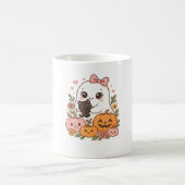 Kawaii Ghost Halloween Black Cat Pumpkin Herfst Sp Koffiemok (Center)