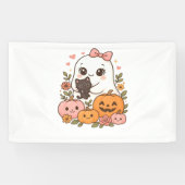 Kawaii Ghost Halloween Black Cat Pumpkin Herfst Sp Spandoek (Horizontaal)