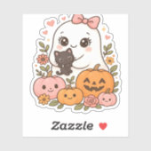 Kawaii Ghost Halloween Black Cat Pumpkin Herfst Sp Sticker (Vel)