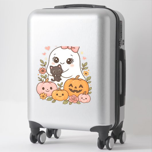 Kawaii Ghost Halloween Black Cat Pumpkin Herfst Sp Sticker (Koffer)