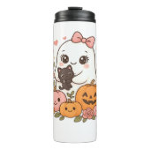 Kawaii Ghost Halloween Black Cat Pumpkin Herfst Sp Thermosbeker (Voorkant)