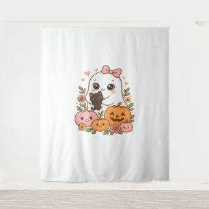 Kawaii Ghost Halloween Black Cat Pumpkin Herfst Sp Wandkleed