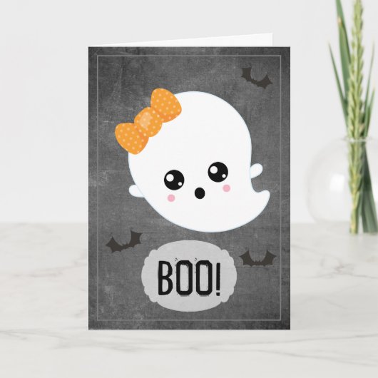 Kawaii Ghost Halloween Feestdagen Kaart (Voorkant)