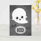 Kawaii Ghost Halloween Kaart (Gele Bloem)