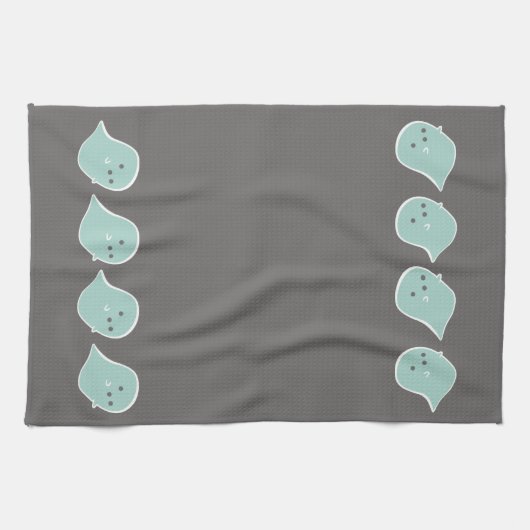 Kawaii Ghost Halloween keukenhanddoek (Horizontaal)