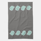 Kawaii Ghost Halloween keukenhanddoek (Verticaal)