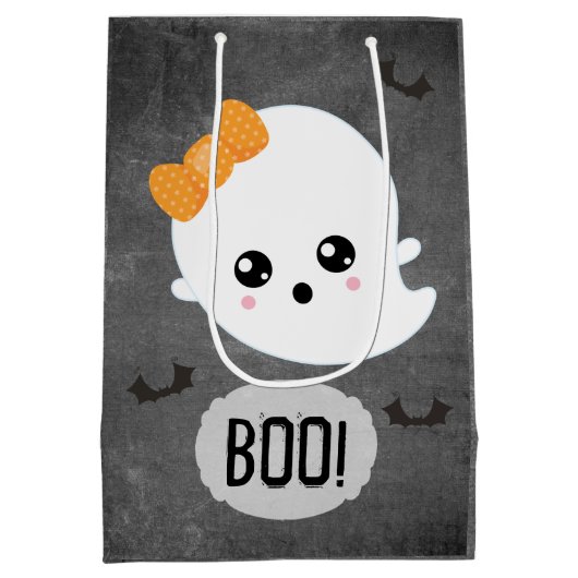 Kawaii Ghost Halloween Medium Cadeauzakje (Achterkant)