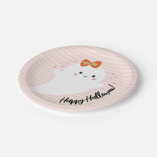 Kawaii Ghost Halloween Papieren Bordje (Gekanteld)