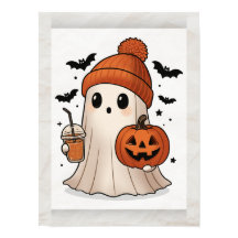 Kawaii Ghost Halloween Poster – Cute  Wall Art