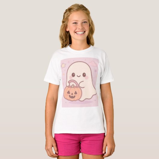 Kawaii Ghost Halloween T-shirt (Voorkant volledig)
