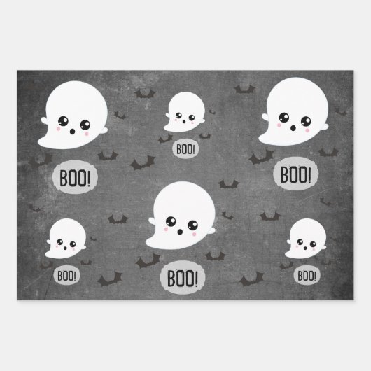 Kawaii Ghost Halloween Wrapping Paper (Voorkant)