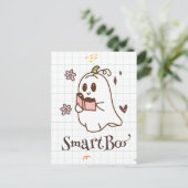 Kawaii Ghost Het lezen van een boek, leuke spookac Briefkaart (Staand voorkant)