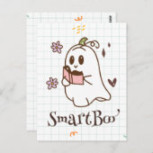 Kawaii Ghost Het lezen van een boek, leuke spookac Briefkaart (Voorkant / Achterkant)