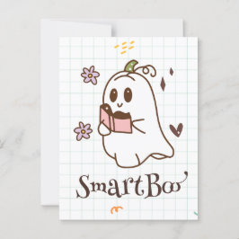 Kawaii Ghost Het lezen van een boek, leuke spookac Briefkaart