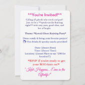 Kawaii Ghost Knitting Halloween Invitation Sticker Kaart (Achterkant)