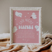 Kawaii Ghost Late Night Luiers Baby shower teken Poster