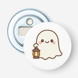 Kawaii Ghost met Lantaarn – Schattige Spirit Desig Button Flesopener