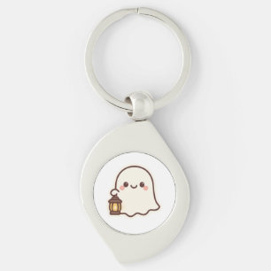 Kawaii Ghost met Lantaarn – Schattige Spirit Desig Sleutelhanger