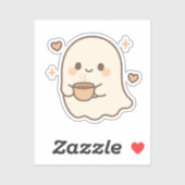 Kawaii Ghost met Tea Cup Sticker (Vel)
