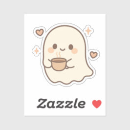 Kawaii Ghost met Tea Cup Sticker