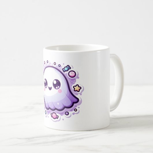 Kawaii Ghost Mok Schattige Pastel Halloween Koffie (Voorkant rechts)