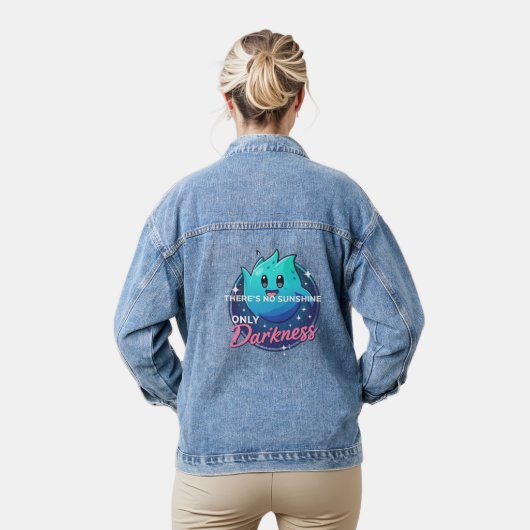 Kawaii Ghost No Sunshine Only Darkness Aesthetic Denim Jacket (Model)