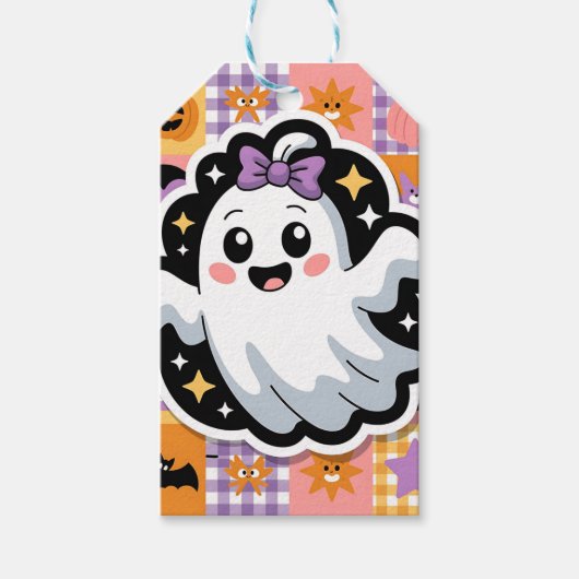 Kawaii Ghost Paper & Party Borden – Schattigee Pat Cadeaulabel (Voorkant)