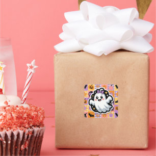 Kawaii Ghost Paper & Party Borden – Schattigee Pat Vierkante Sticker
