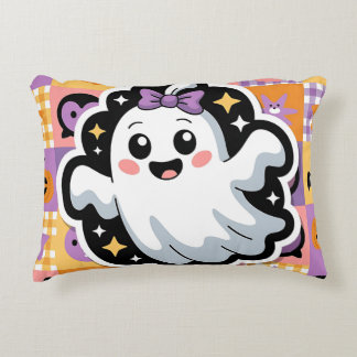 Kawaii Ghost Patchwork Sticker Sierkussen Accent Kussen