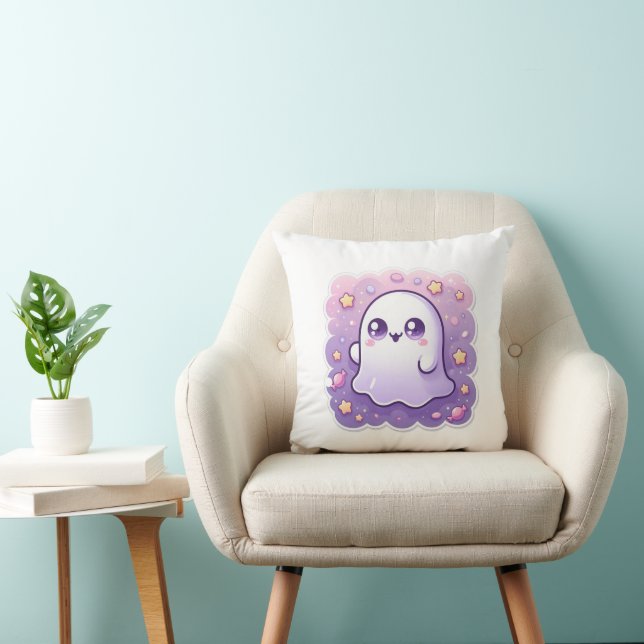 Kawaii Ghost Pillow Schattige Pastel Halloween Kus Kussen (Stoel)
