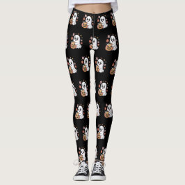 Kawaii Ghost & Pumpkin Bloemen Halloween Patroon Leggings