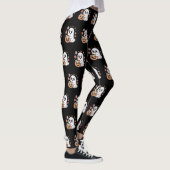 Kawaii Ghost & Pumpkin Bloemen Halloween Patroon Leggings (Rechts)