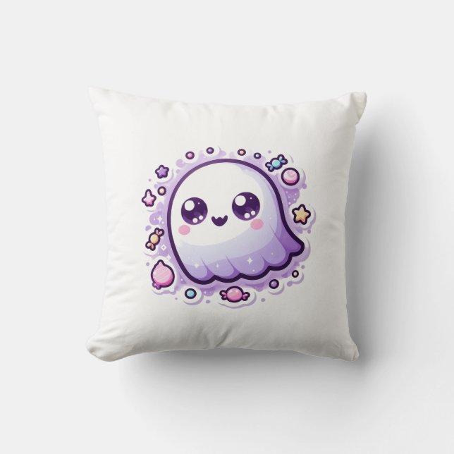 Kawaii Ghost Sierkussen Schattige Pastel Halloween (Voorkant)
