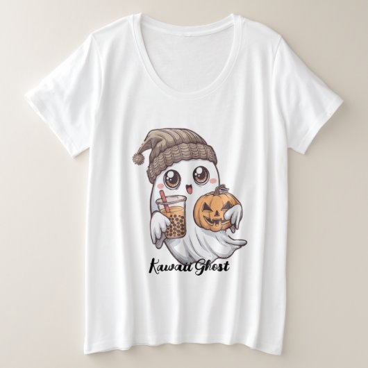 Kawaii Ghost T-Shirt - Gezellig Pet, Boba Tea & Po (Design voorkant)