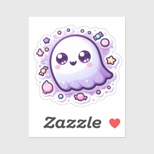 Kawaii Ghost Vinyl Schattige Snoep Pastel Hallowee Sticker (Vel)