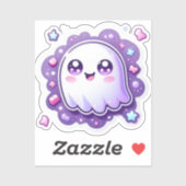 Kawaii Ghost Vinyl Sticker – Schattigee pastel Hal (Vel)
