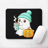 Kawaii Ghost With Pumpkin Coffee Cozy Halloween Au Muismat (Met muis)