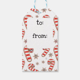 Kawaii Ginger Brood Kerstmis Cadeaulabel