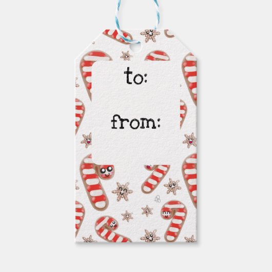 Kawaii Ginger Brood Kerstmis Cadeaulabel (Voorkant)