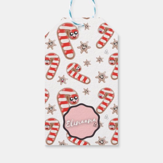 Kawaii Ginger Brood Kerstmis Cadeaulabel (Achterkant)