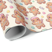 Kawaii Gingerbread Crew2 Cadeaupapier (Rol Hoek)