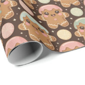 Kawaii Gingerbread Crew Cadeaupapier (Rol Hoek)