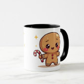 Kawaii Gingerbread Man Cute Christmas Coffee Mug Mok (Voorkant rechts)
