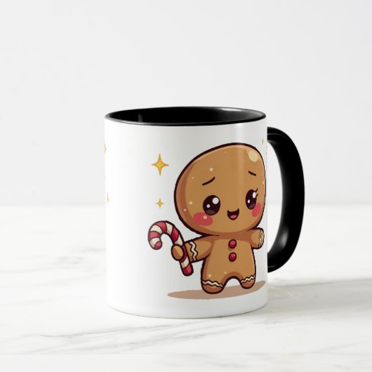 Kawaii Gingerbread Man Cute Christmas Coffee Mug Mok (Voorkant rechts)