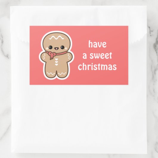 Kawaii Gingerbread Man Kerstmis Rechthoekige Sticker (Tas)