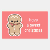 Kawaii Gingerbread Man Kerstmis Rechthoekige Sticker (Voorkant)